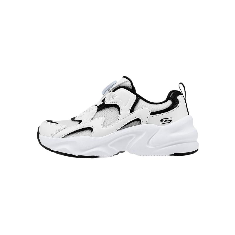 Skechers Kids Mesh Leather Pickleball Series Comfortable Versatile Simple Fashion Casual Shoes Kids sneaker Black White 405303L-WBK 29
