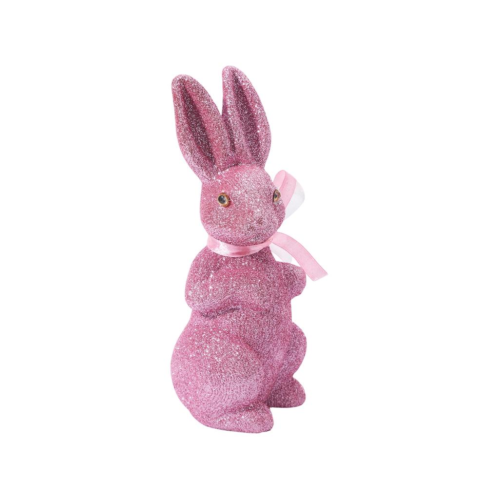 Easter Glitter Colorful Bunny Figurine, Creative Foam Simulation Home Decor, Bunny With Bow