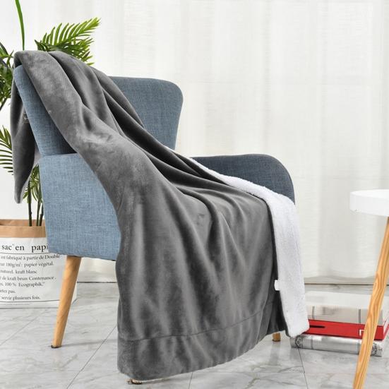 Flannel Blanket Thickened Double Layer Comfortable Touch Blanket Elastic Edge Winter Warm Plush Sofa Throw Blanket