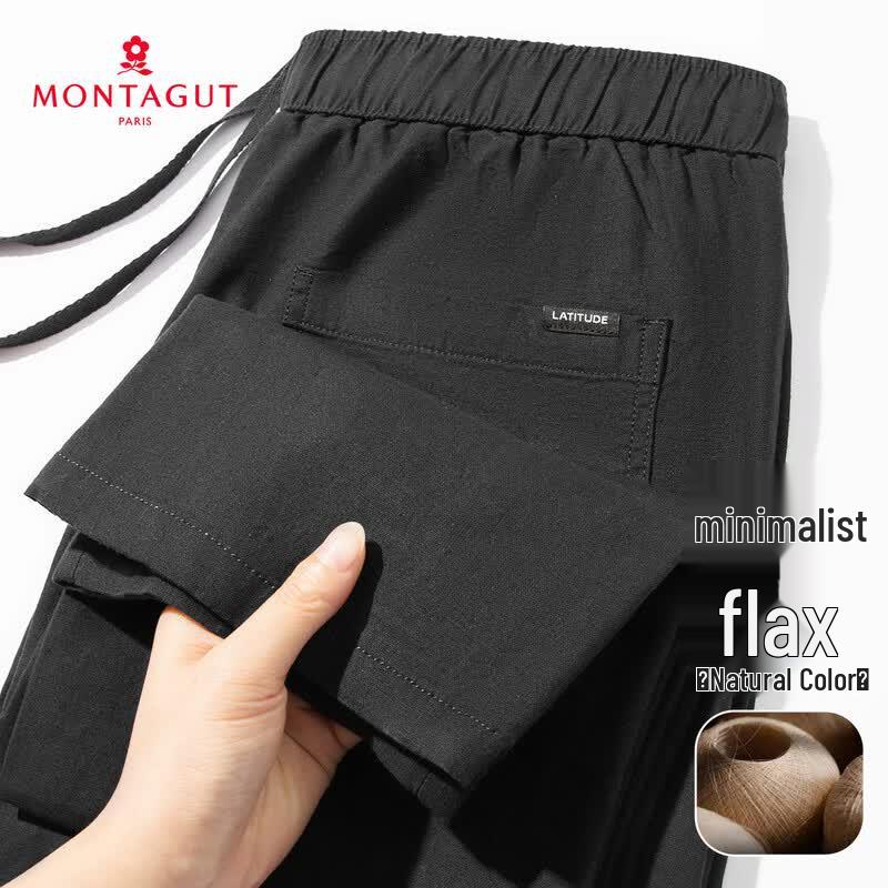 MONTAGUT Men s Lightweight Linen Blend Casual Pants XXXXL чёрный