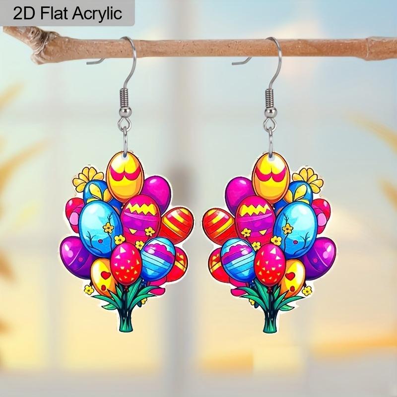 Cross-border New Products Colored Easter Balloon Acrylic Earrings Vibrant Spring Design Acrylic Earrings