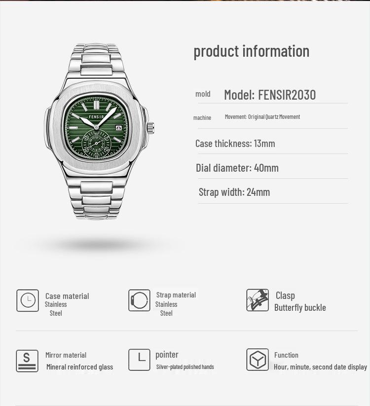 Orologio da uomo FENSIR Nautilus Luminoso Impermeabile