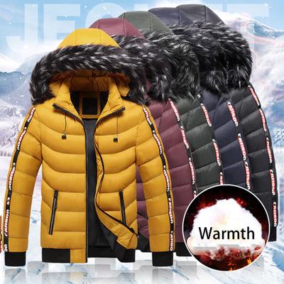 Men Cotton Coat Padded Cold-proof Hat Firm Stitching Men Winter Coat for Outdoor