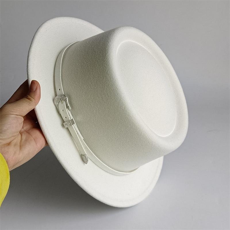 Vintage Pork Pie Hat For Men Wide Brim Felt Black Fedora Church Jazz Ribbon Trilby Panama Gangsters Caps Gentleman'S Style