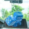 1 Pair 3" Fuzzy Plush Dice Heart Shape Decorative Car Rearview Mirror Retro Square