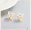 Enamel Flower Earrings for Women, Cubic Zirconia Studs Blossom Plumeria Earrings, Stainless Steel Floral Ear Jewelry