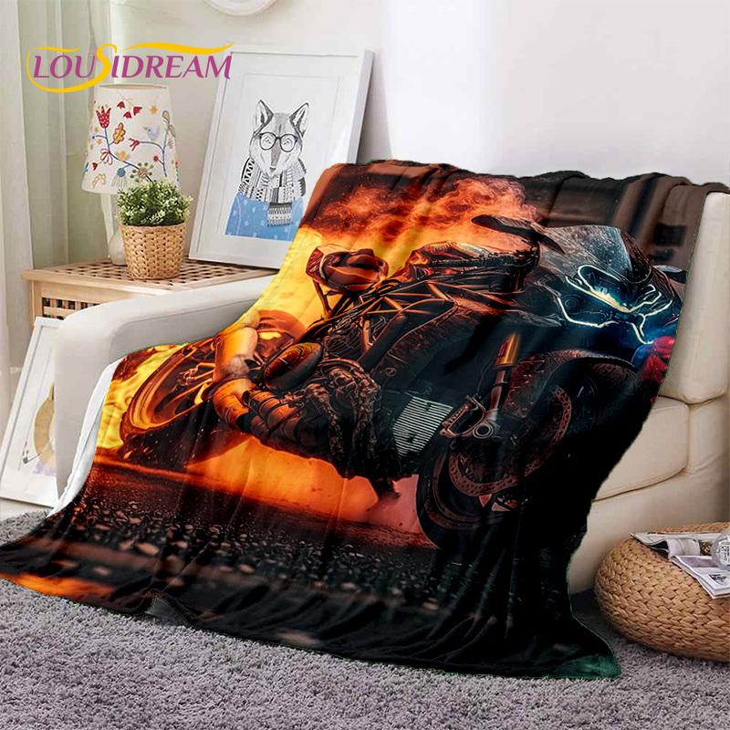 Motocross Motorrad Weiche Decken, Warme Kuscheldecke Bequeme Decke für Picknick Betten Sofa Zuhause Schlafzimmer Wandergeschenk