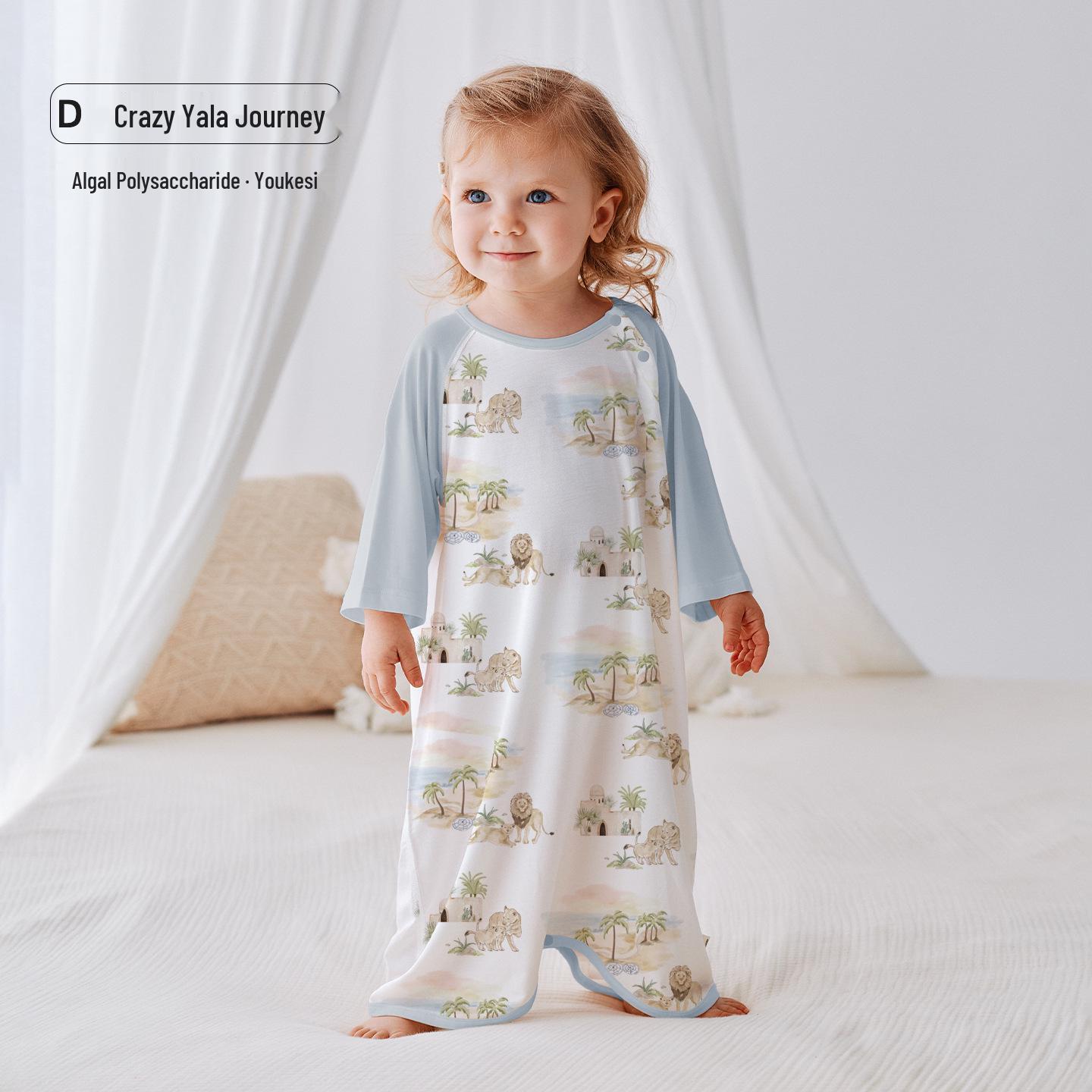 He er Te Baby Pajamas: Summer Thin Long Sleeve Sleep Sack for Kids 80 (Height 75-85cm)