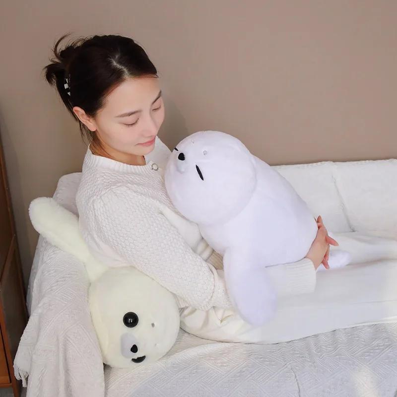 5060Cm Cute White Seal Plush Toy Lifelike Stuffed Marine Life Seal Soft Doll Simulation Seal Pillow Kids Toys Birthday Gift