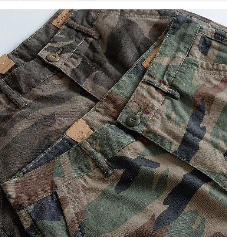 Heavyweight Cotton Men's Harajuku Retro Camo Workwear Shorts