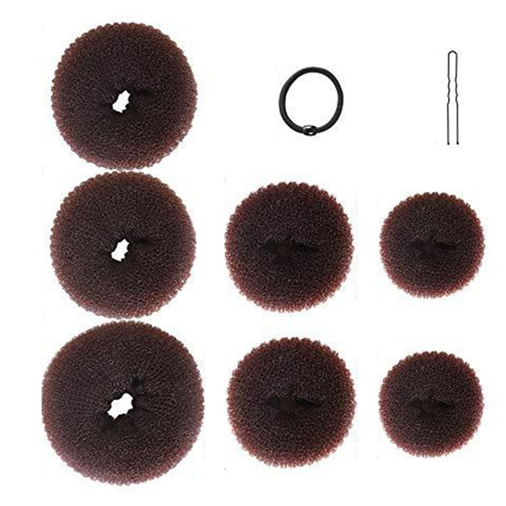 Hair Donut Bun Maker Set 7 Pieces Hair Bun Donut 10 Pieces Hair Pins and 5 Pieces Elastic Bands Hair Bun Shaper Set