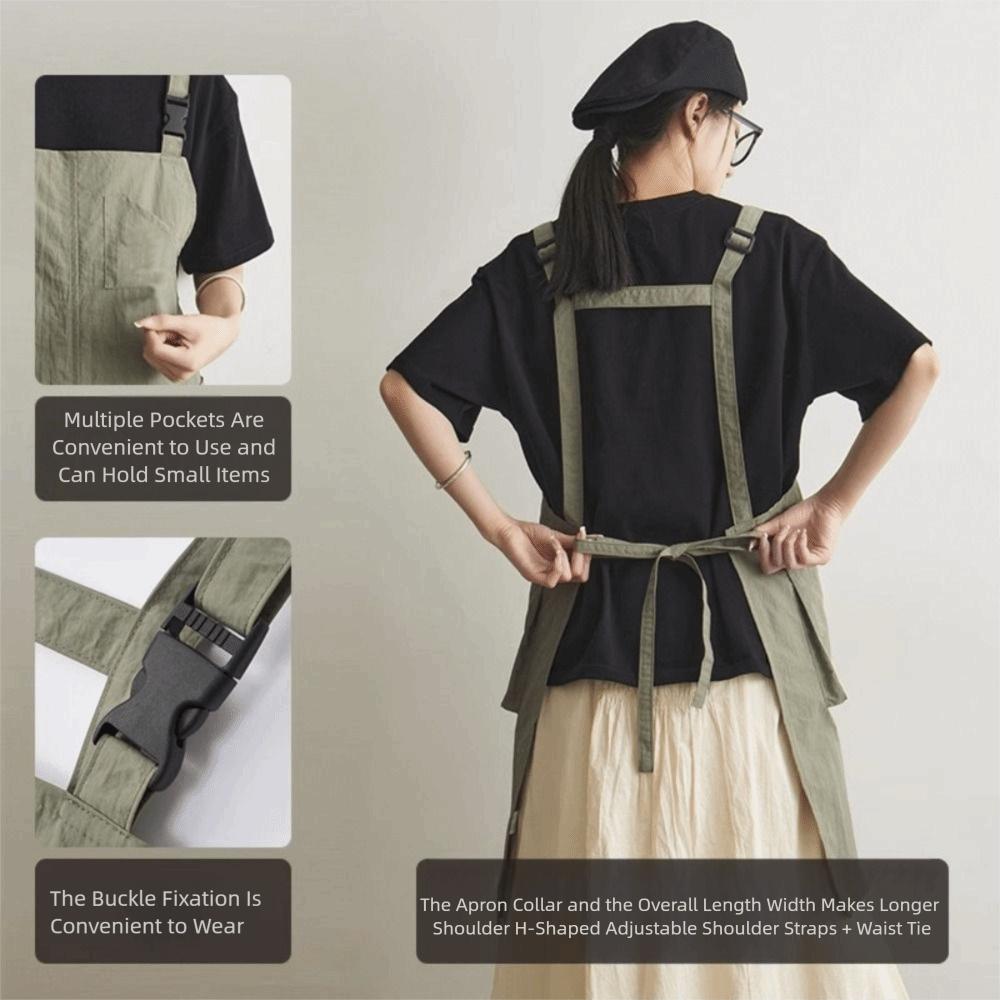 Fashion polyester Work Apron Waterproof Anti-fouling Japanese Apron with Pockets Oil-proof Kitchen Apron Unisex