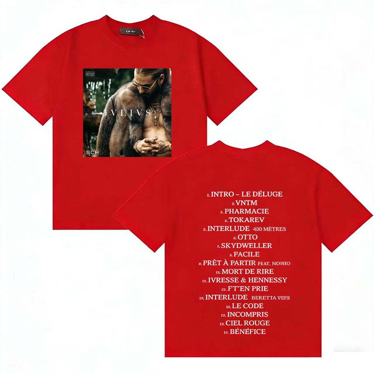 

French Rapper SCH JVLIVS Tour Inspired Gothic High Quality Casual Oversized TShirt Unisexs Womens Cozy Summer Tee Shrits Teenagers S