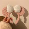 1pc Bow shaped teddy bear ear headband, women's autumn and winter plush cute cartoon face wash headband, hair clip