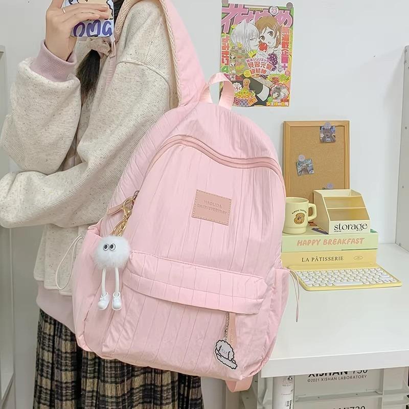 Schoolbag Shoot Korean Schoolbag Junior High School Girls Large Capacity Solid Color Lightweight Primary School Backpack High Value Girl Versatile