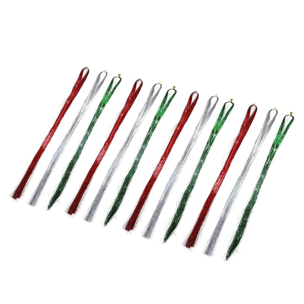 12 Bundles Glitter Sparkling Tinsel Hair Extensions with Tools Sparkle Hair Extension Kit 1.2m