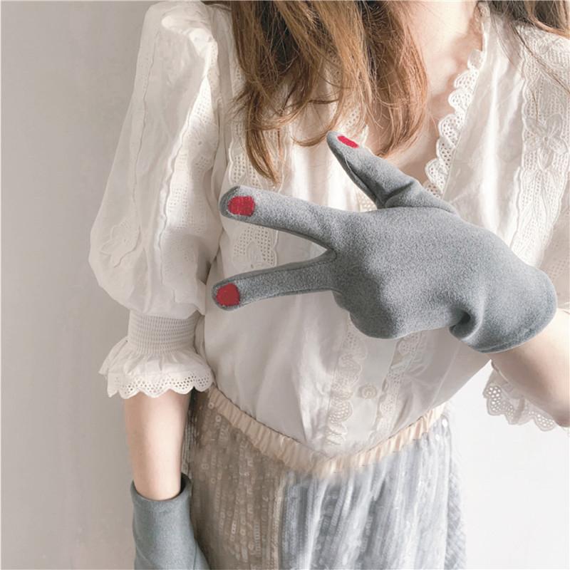 Fashion Nail Polish Gloves Grace Lady Winter Vintage Full Finger Glove Women Thick Driving Touch Screen Warm Mittens Female T124