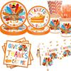 Thanksgiving Turkey Autumn Disposable Party Set: Plates, Tablecloth & Napkins
