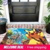 Adventurer Pikachu Scenic Castle Town Print Soft Non-Slip Absorbent Indoor Home Entryway Bathroom Decor Doormat Rug