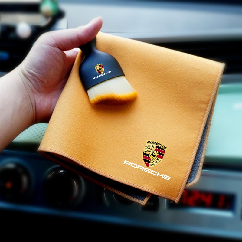 Car Cleaning Brush Center Console Clean Tool Wash Microfiber Drying Towel For Porsche Boxster Cayman Cayenne 911 Macan Panamera