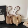 Women Handmade Straw Woven Small Saddle Bag Fashion Crossbody Shoulder Bag Ladies Simple Design Summer Travel Beach Bag