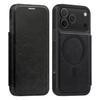 Lingdun Leather Magnetic Card Slot Case for iPhone 17 Pro Max with Electroplated Finish