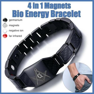 Men's Carbon Fiber Magnetic Therapy Elemental Bracelet Arthritis Pain Relief Health Energy Bio Magnetic Male Gift