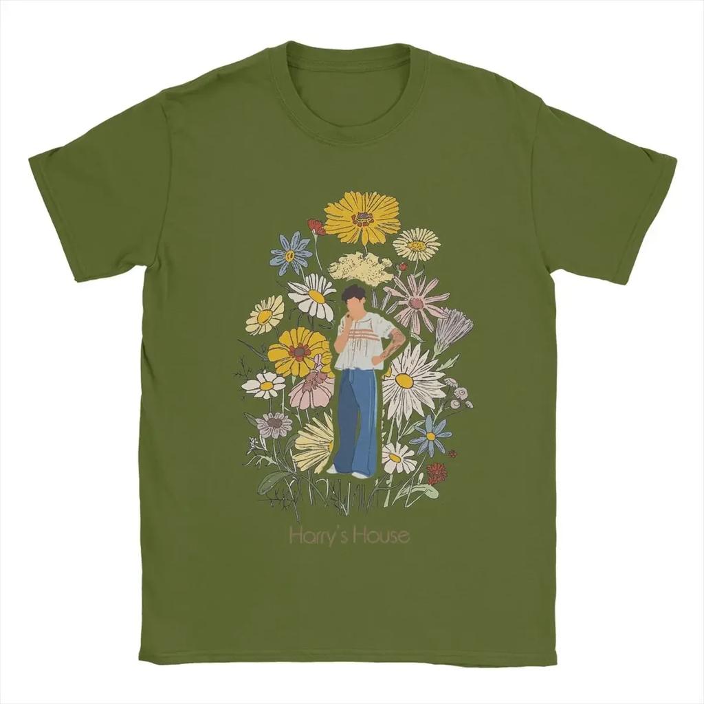 Kurzarm Kleidung Sommer Herren Reine Baumwolle Vintage T-Shirt O-Ausschnitt T-Shirt Harrys Stil Frucht Mann Mit Blumen T-Shirt