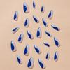Almond Shape French Blue Stripe Removable Wearable Nail Patches
