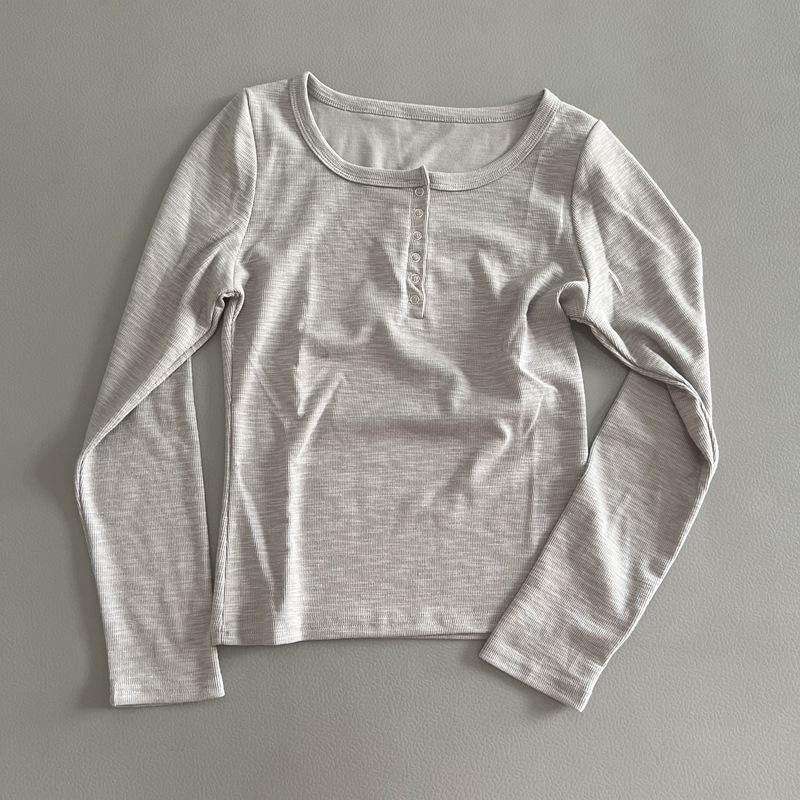 Sonbahar için Şık ve Rahat Çizgili Yuvarlak Yaka Uzun Kollu Kadın Tişörtü