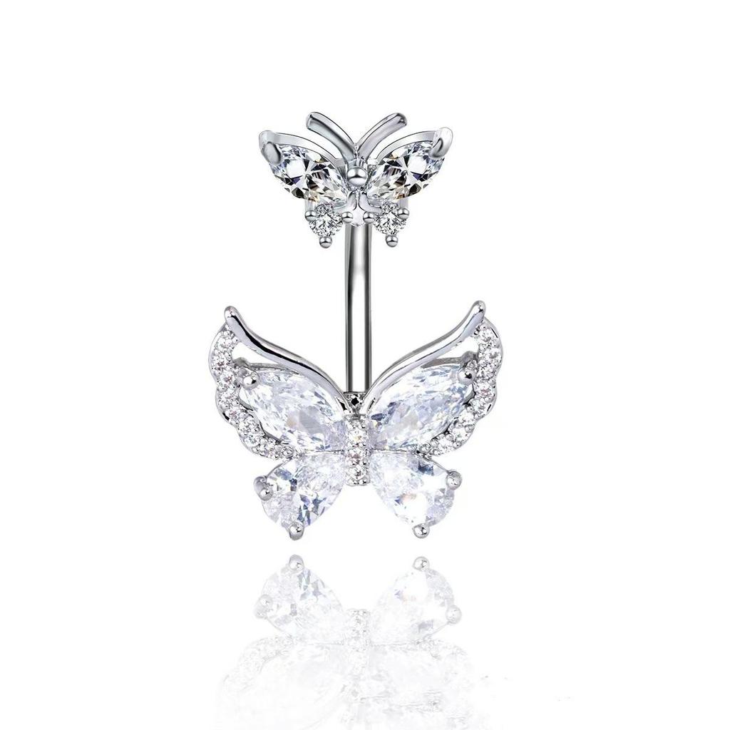 European & American Cute Little Bear Butterfly Navel Stud - Versatile Simple Piercing Accessory