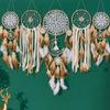 5pcs Boho Handmade Dreamcatcher Set Vintage Home Wall Artificial Imitation Feather Decorative Wall Hanging Bedroom Decorations