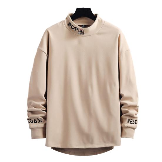 Sudadera Primavera Juventud Casual Tendencia Holgada Camiseta Base Suéter Cuello Alto Hombre Talla Grande