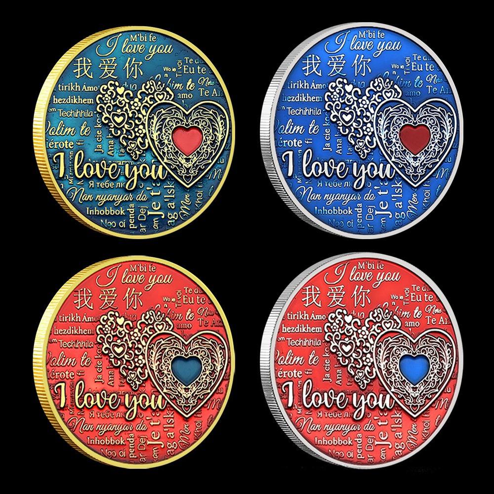 Happy Valentine s Day gold and silver commemorative coin, lucky love commemorative medal, Qixi, Valentine s Day gift