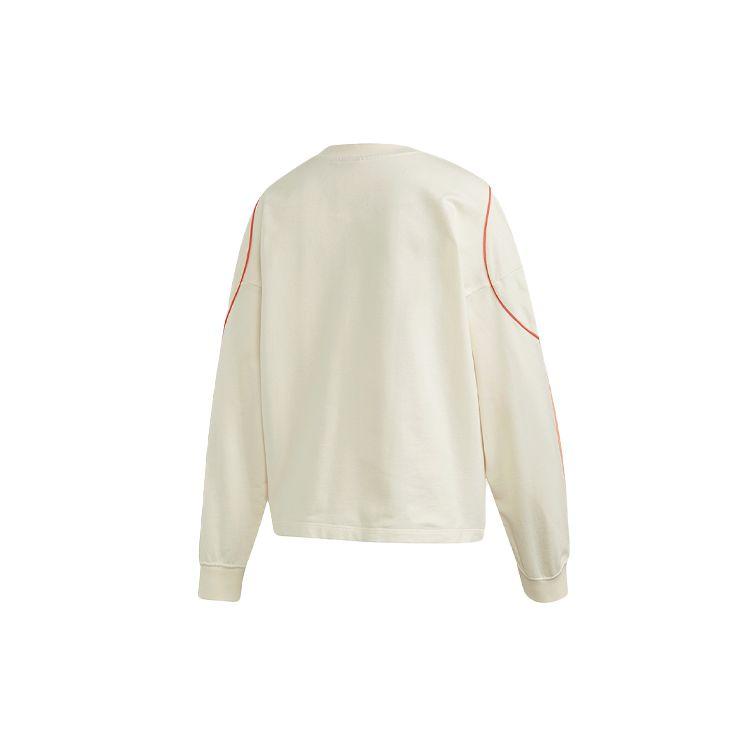 Adidas Originals Cropped Sweater Striped College Sweatshirt Women Sweaters Peach FM1952