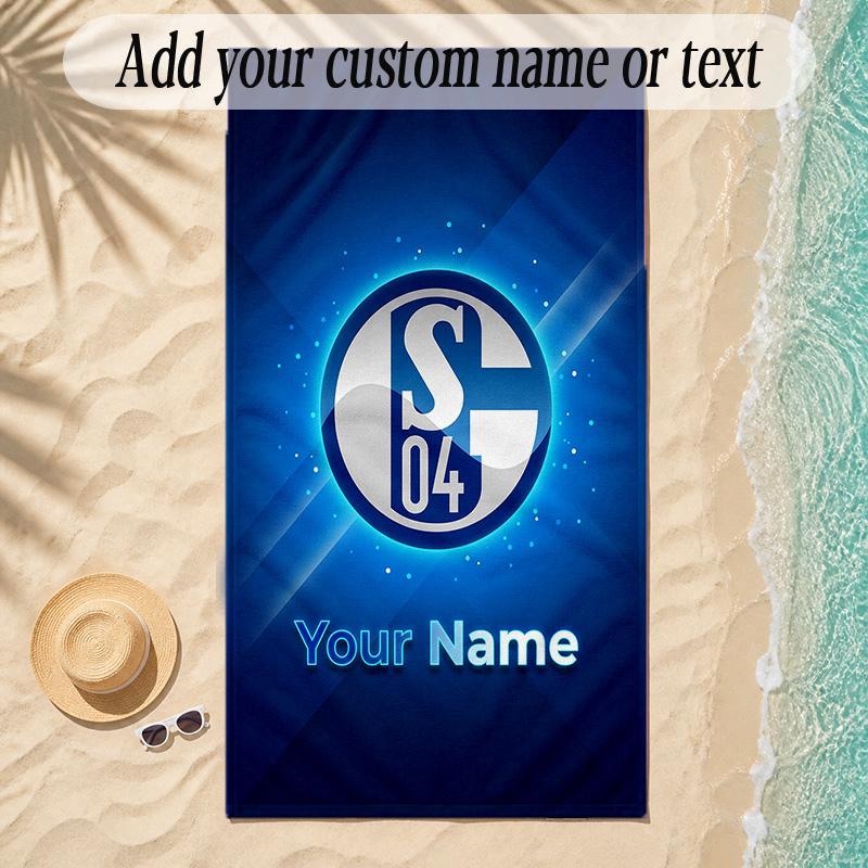 Beach TowelSchalke 04 FC Custom Name Text Personalized Soft Towel for Beach Pool Indoor Home Decor Gift