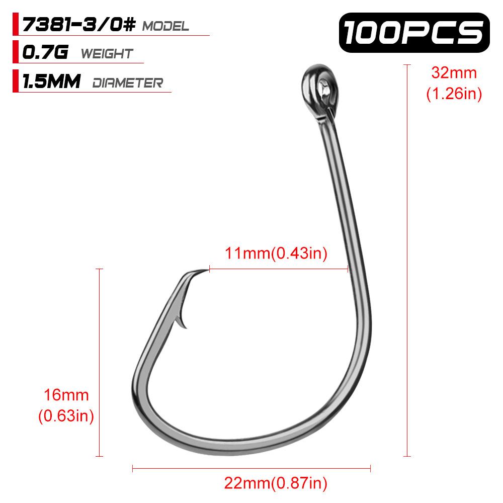 Fishing Gear Quality Octopus Hook with Barb Hook Loose Single Hook 100 Pieces/pack