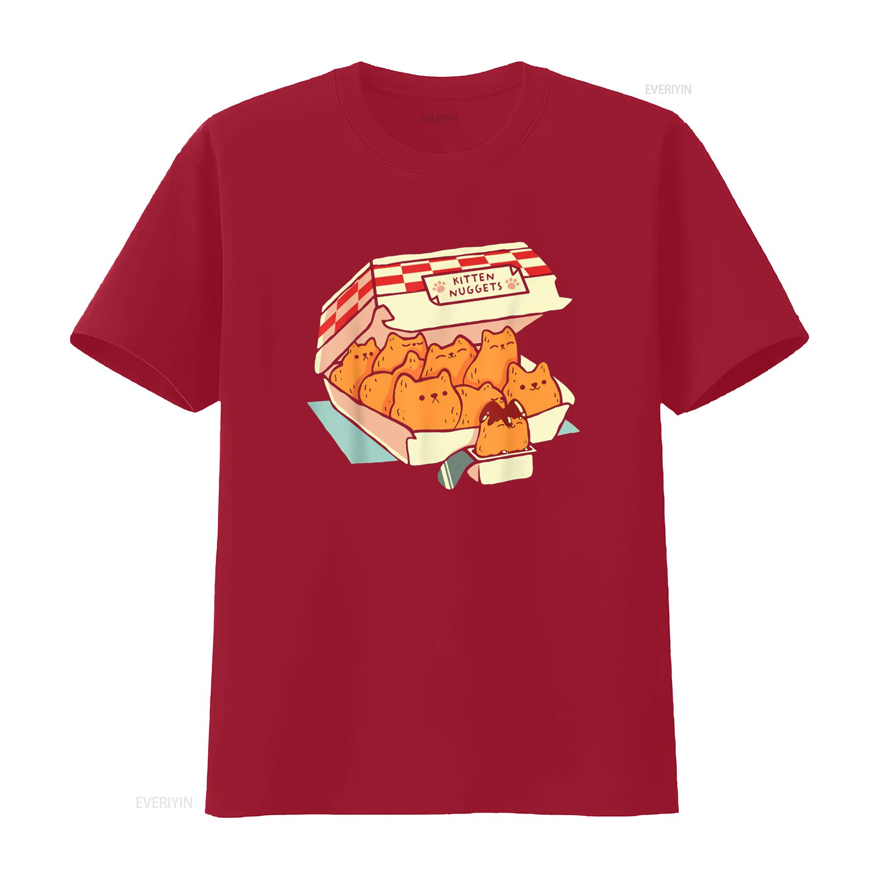 Kitten Nuggets Fast Food Cat Funny Cats T Shirt vintage Washed Versatile Stylish Stretched Unisex Comfortable Slightly homme S