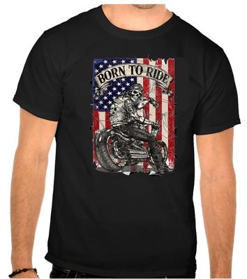 Born to Ride Fahrrad Logo Schwarzes T-Shirt -1318-
