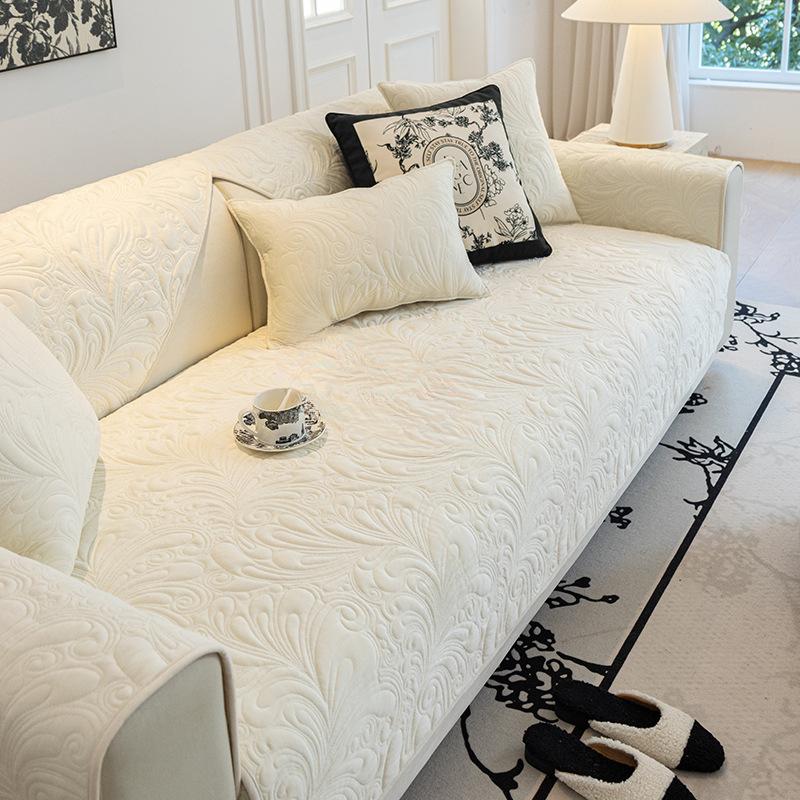 Nordic Solid Color Sofa Cushion Four Seasons Universal Sofa Cushion Simple Crystal Velvet Non-Slip Sofa Cover Cover Towel