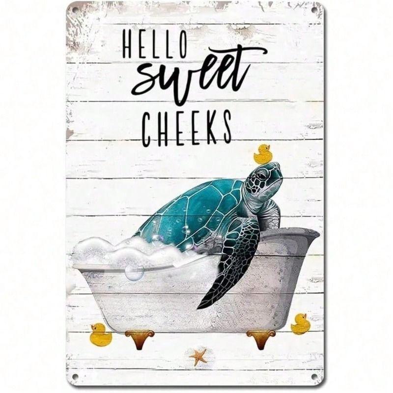 

Metal Wall Art Vintage Sign Hello Sweet Cheeks Humor for Bar Toilet