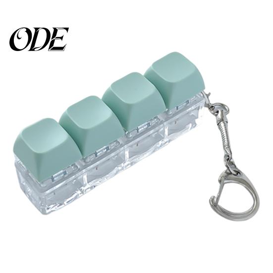 Fidget Keyboard Toy Mechanical Keychain Stress Anxiety Relief Portable Travel Quiet Kids Adults 4 Keys Clicking Sensory Keycap