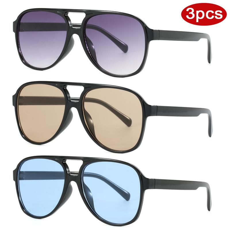 

Защитные очки 3 шт. Трендовые очки-авиаторы с двойной переносицей, женские квадратные солнцезащитные очки с большой оправой для вождения на открытом воздухе, солнцезащитные очки UV400