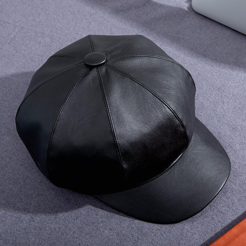 Temperament octagonal pumpkin hat literary style painter hat autumn cap octagonal hat big brim