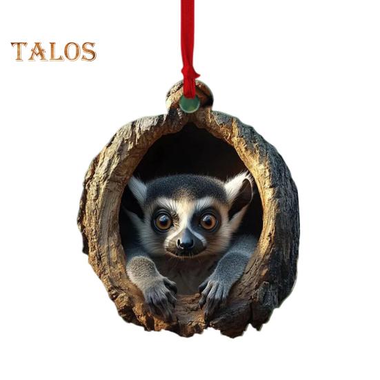 Ovale Acryl-Tier-Hängedekoration, 2D, flaches Waldtier, Weihnachtsbaum-Hängeornament, Auto, Schlafzimmer, Tieranhänger, Wohnzimmer, Schlafzimmer, Tier