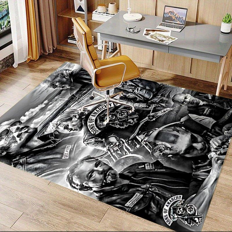 1pc Sons of Anarchy Themed Office Carpet Chair Mats - Durable Polyester Rug for Home Theater, Office, Dorm Room Decor - tA70