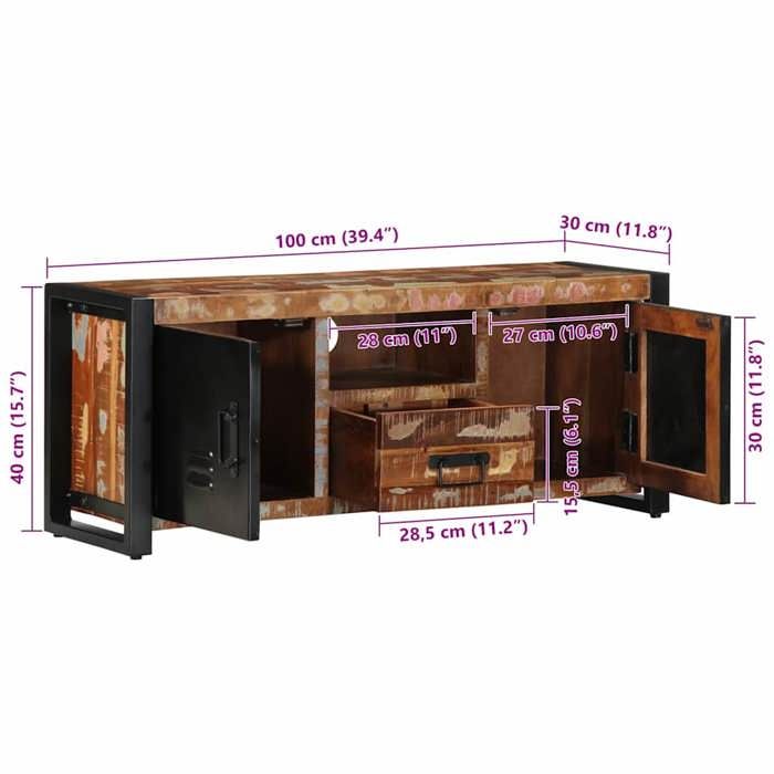 VidaXL TV Stand 100x30x40 Cm Solid Reclaimed Wood, TV Bench, Hi-Fi Cabinet, Entertainment Center, TV Buffet, Furniture 4013590