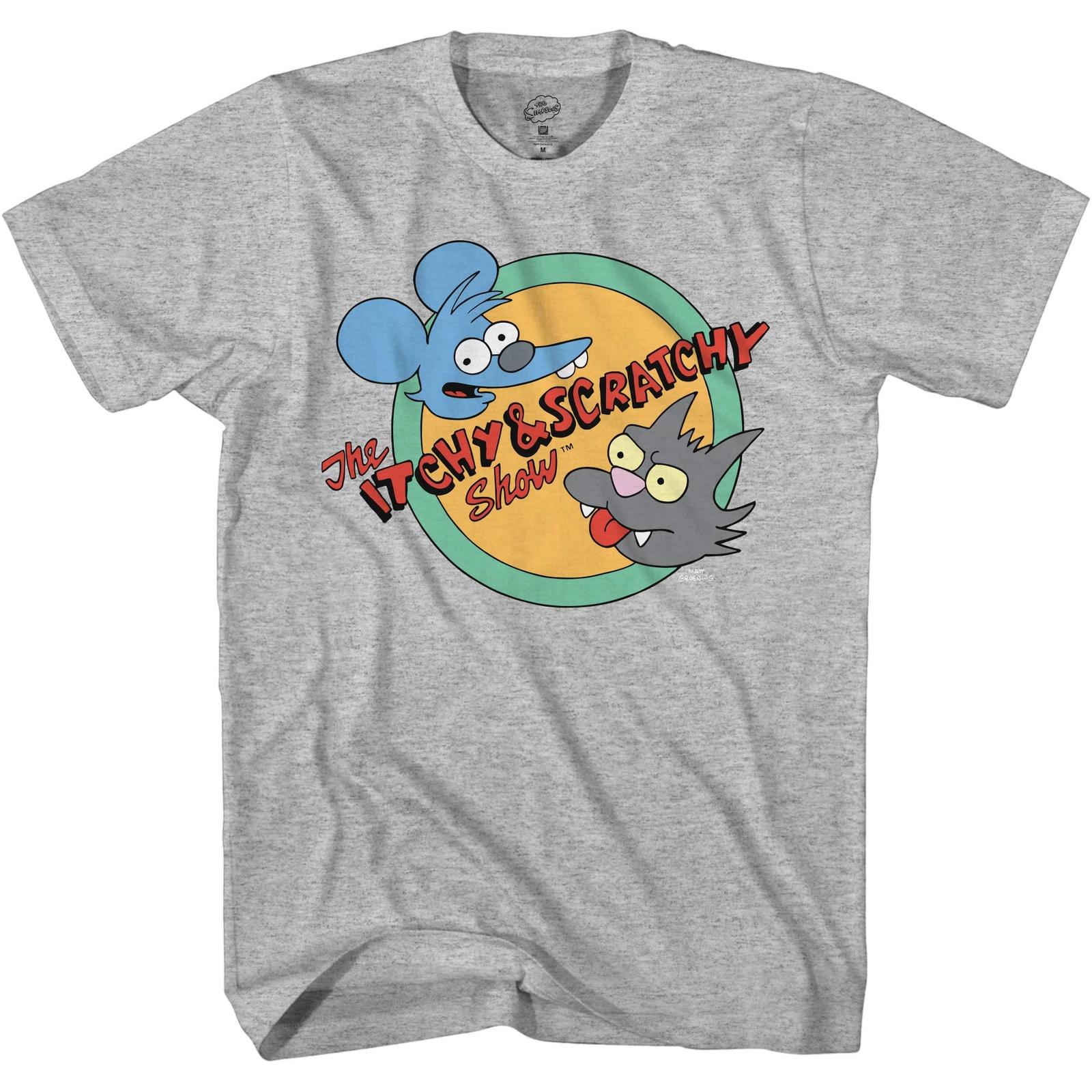 The Simpsons Mens t-Shirt - Itchy and Scratchy Show Logo T-Shirt for Adults M