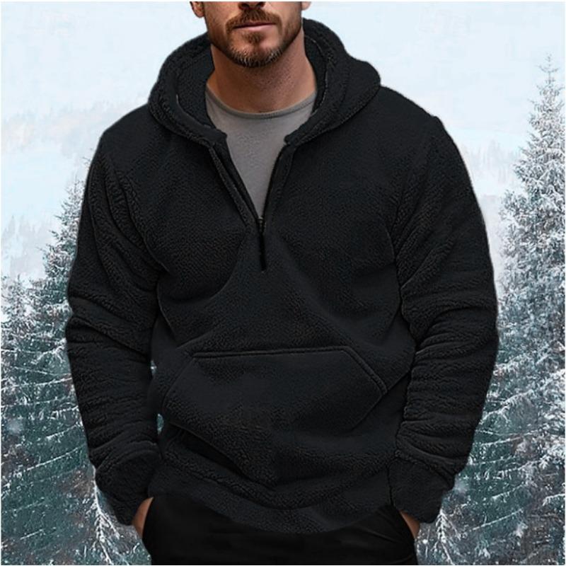 Foreign Trade Autumn and Winter Men's Casual Large Size Hooded Sweater Coral Fleece Fashion Warm Jacket