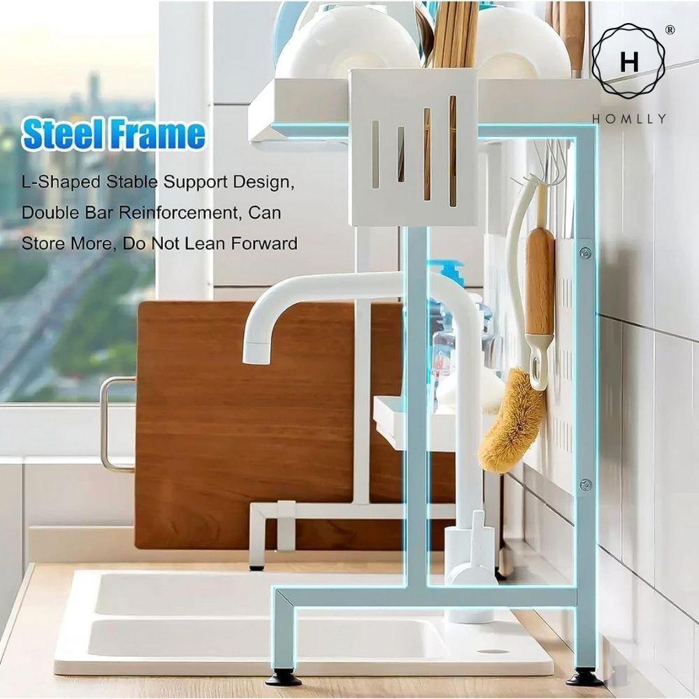 Homlly Trii Over the sink adjustable Width and Height Cultery Utensils Dish Drying Drainer Kitchen Organizer Rack